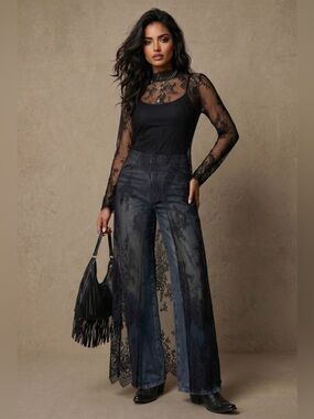 🌟B785. Stylish Chic Sheer Floral Lace Maxi Dress